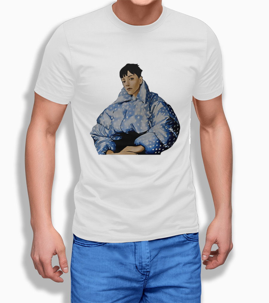 Lily Allen West End Girl Blue Polka Dot Puffer Jacket Style Fashion T-Shirt