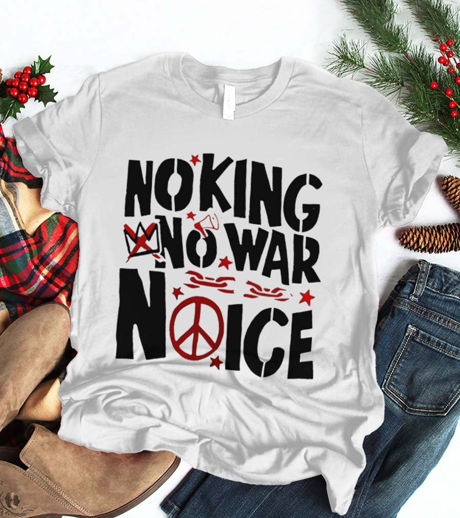 No King No War Peace Symbol Chain And Crown T-Shirt