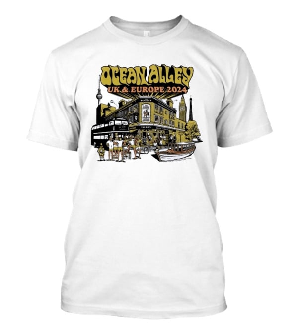 Ocean Alley UK And Europe 2024 Tour Pocket Tavern Scene With Landmarks T-Shirt