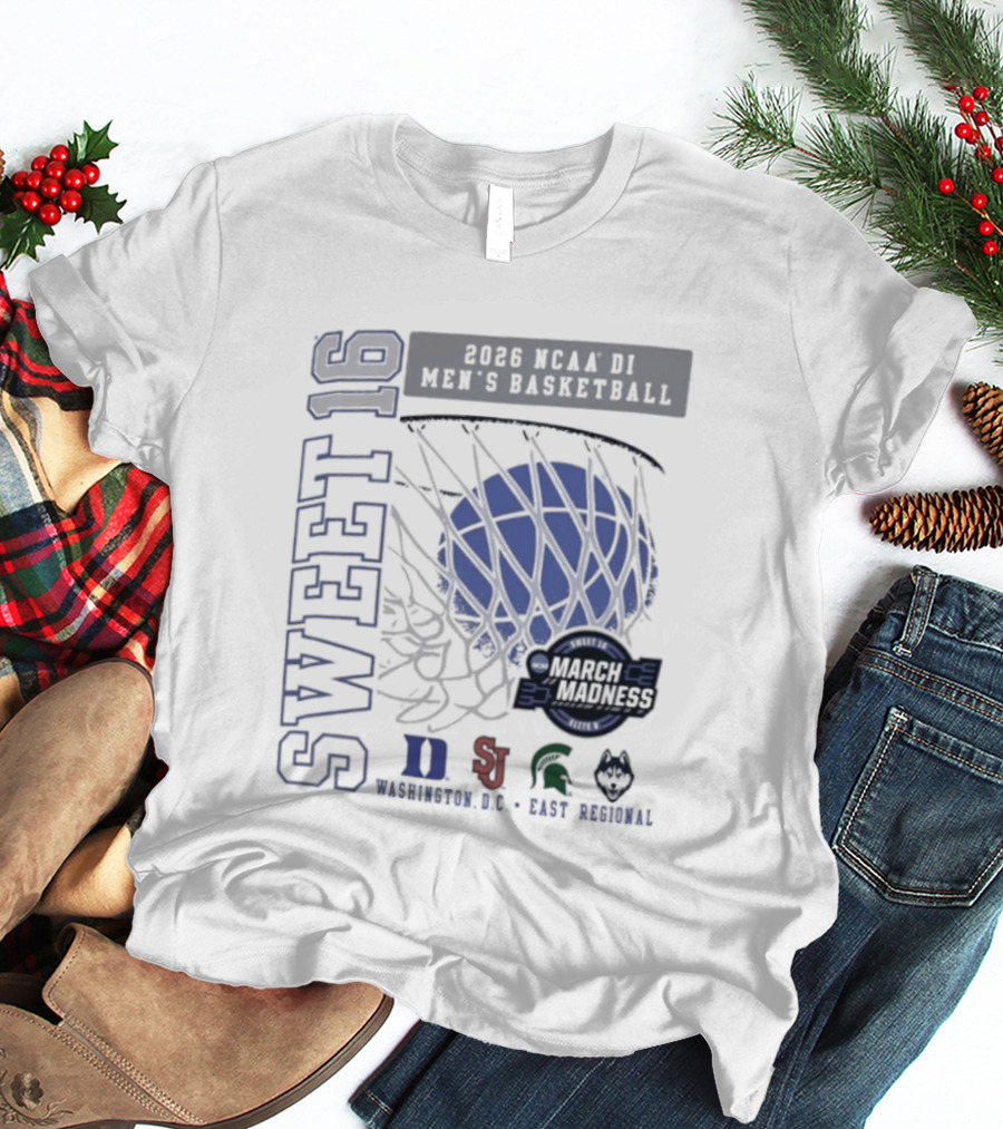Sweet 16 2026 NCAA DI Men's Basketball East Regional Duke, St. John's, Michigan State, Eastern Kentucky T-Shirt