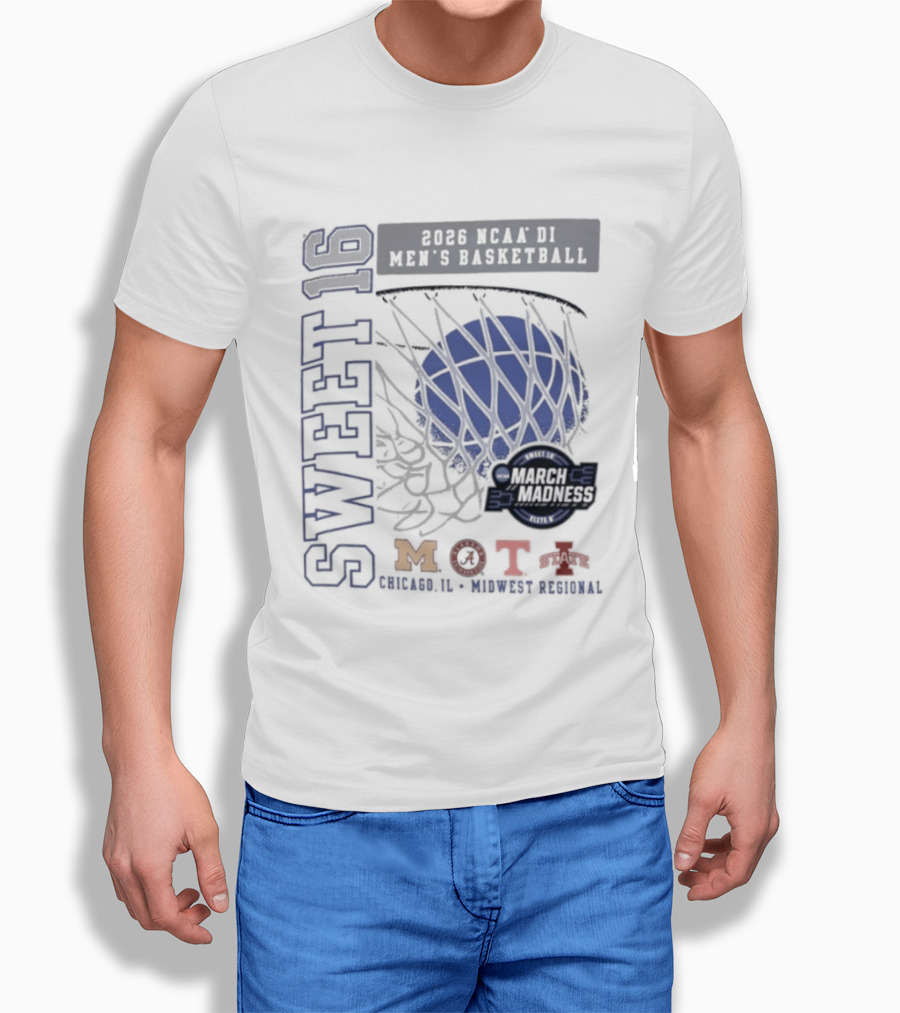 Sweet 16 2026 NCAA DI Men's Basketball Midwest Regional March Madness MOTA Chicago Illinois T-Shirt