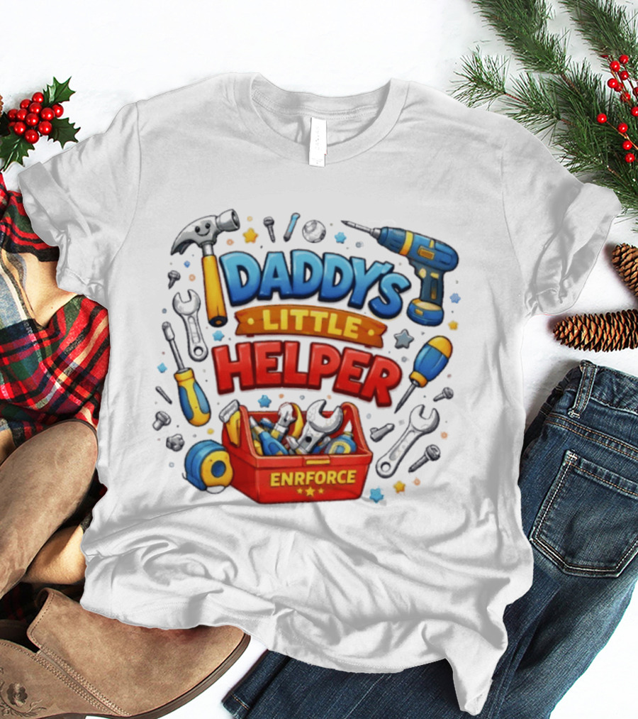 Daddy's Little Helper Enrforce Toolbox Tools And Stars T-Shirt