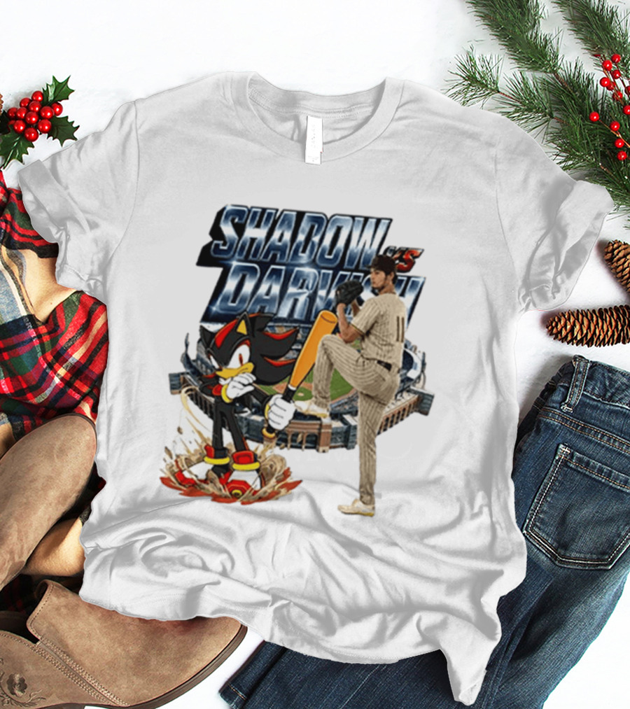 Shadow Vs Darvish Baseball Showdown With MLB Stadium And Hedgehog T-Shirt