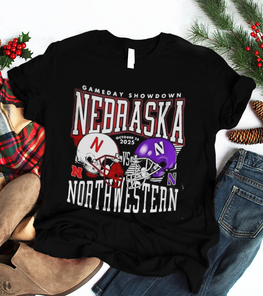 Nebraska Cornhuskers Northwestern Wildcats Gameday Showdown 2025 Helmet Matchup T-Shirt