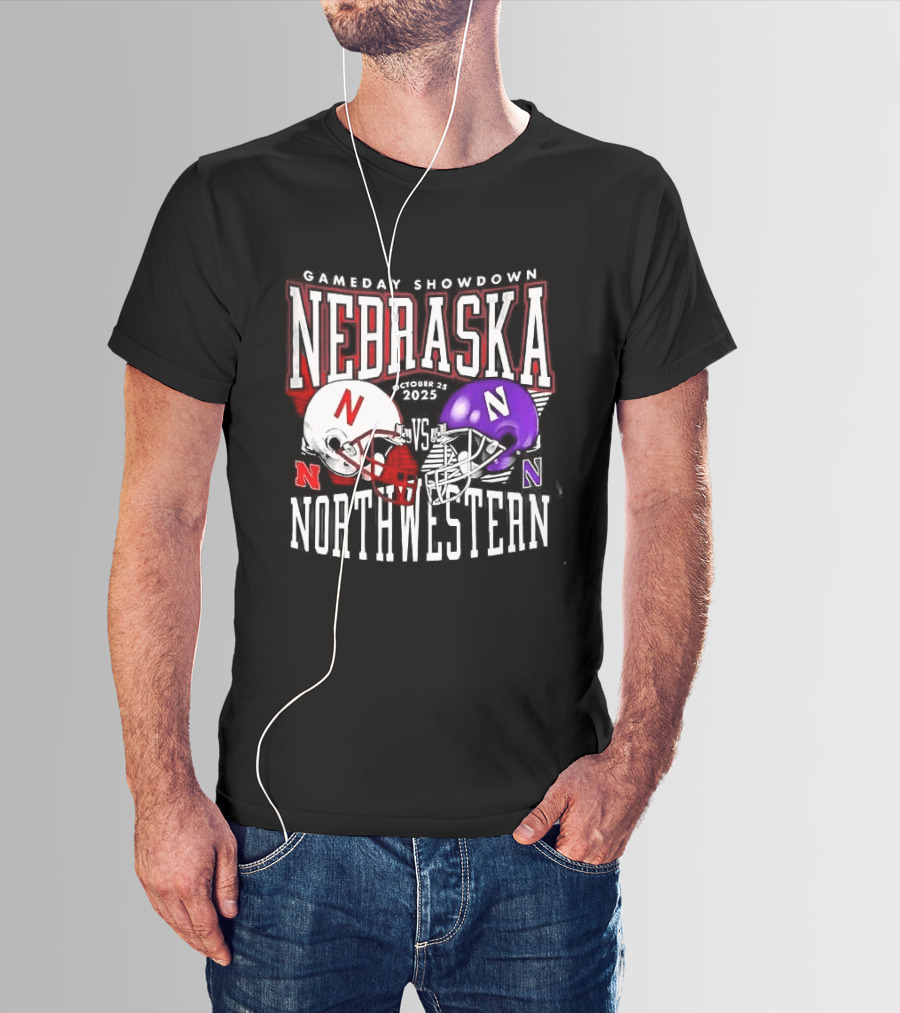 Nebraska Cornhuskers Northwestern Wildcats Gameday Showdown 2025 Helmet Matchup T-Shirt