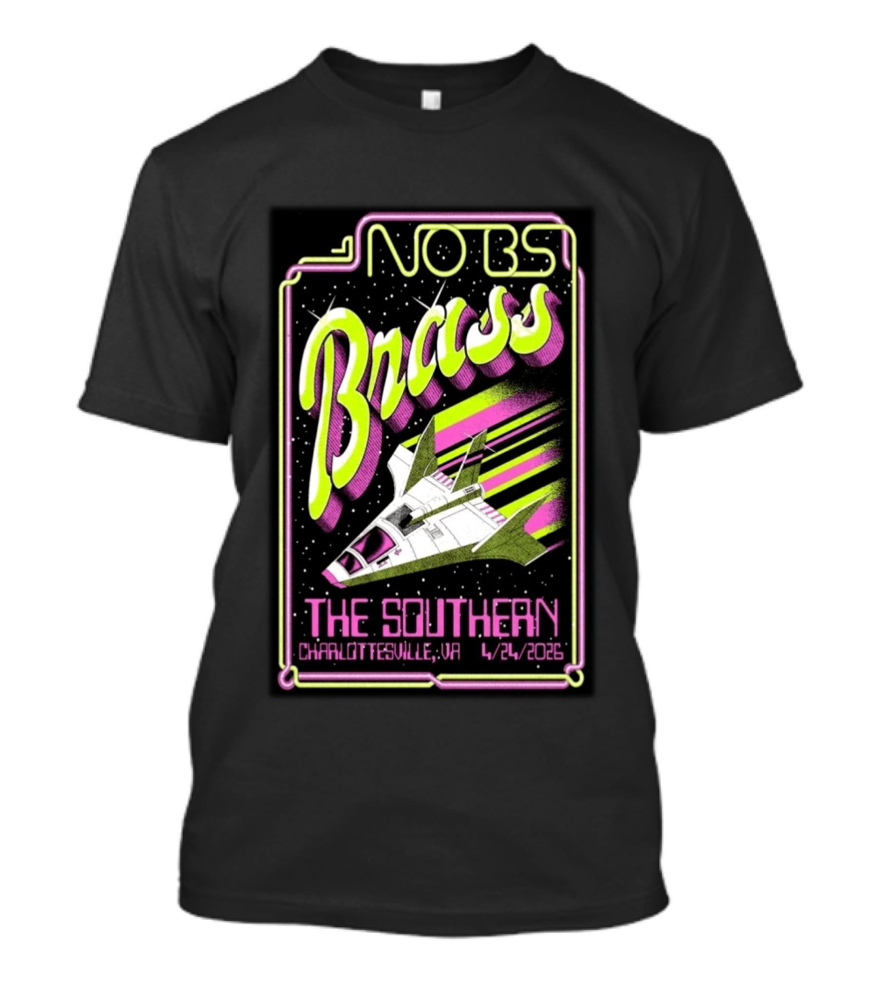 No BS Brass Band The Southern Charlottesville VA 4/24/2026 Retro Sci Fi Rocket T-Shirt