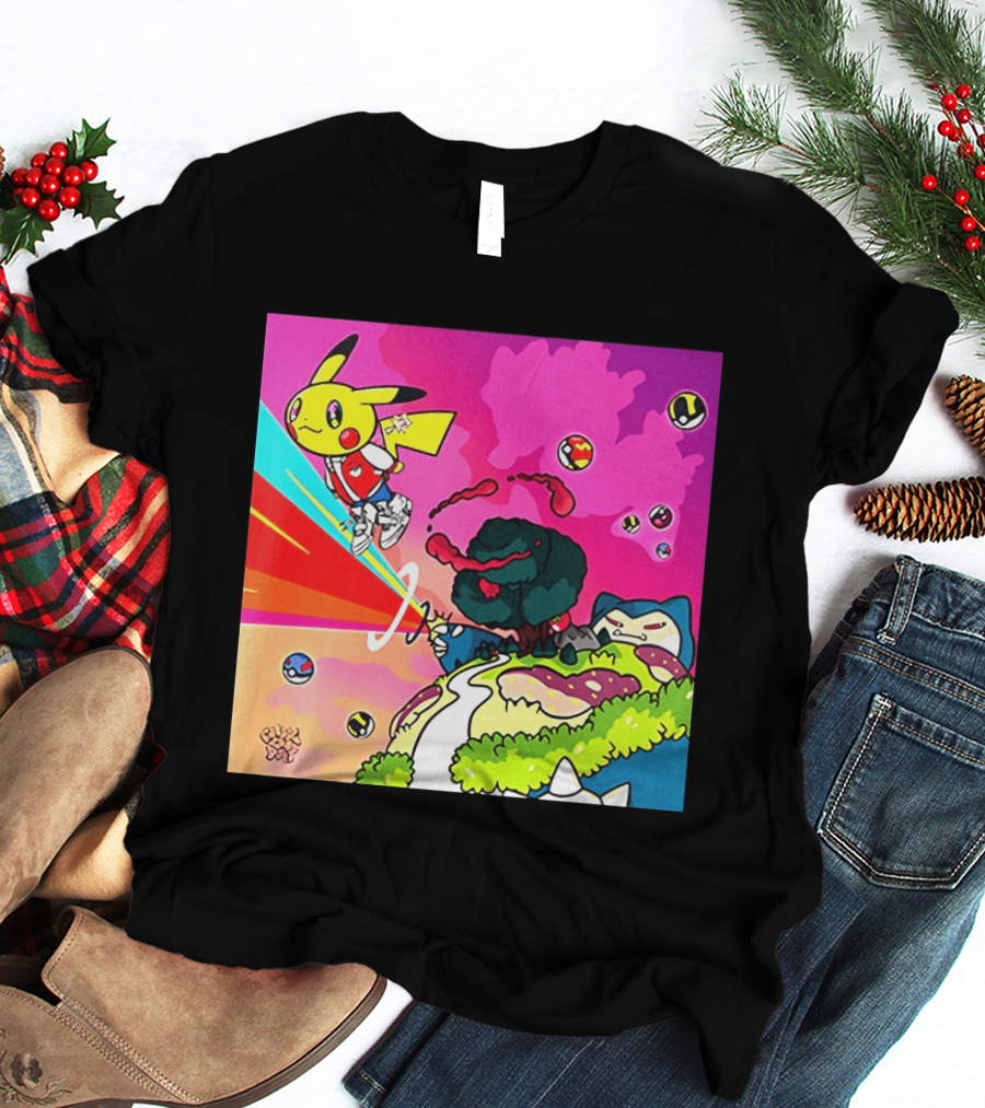 Pikachu Graduation Inspired By Album Cover Elements Pokemon Crossover Scene T-Shirt
