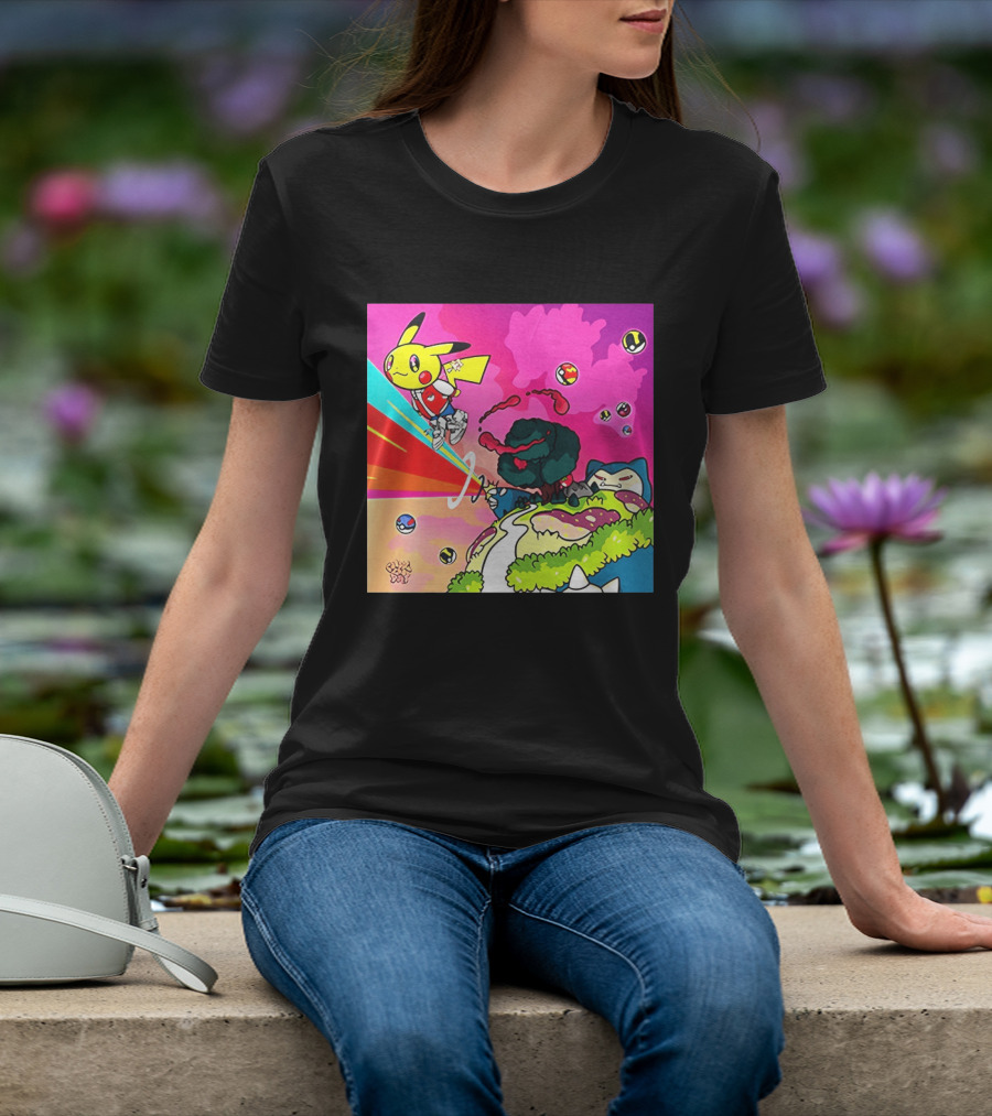 Pikachu Graduation Inspired By Album Cover Elements Pokemon Crossover Scene T-Shirt