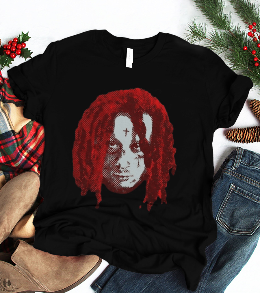Trippie Redd Red Dreadlocks Face Tattoo T-Shirt