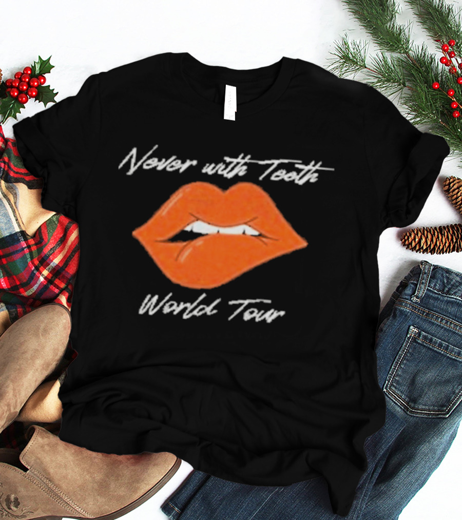 Never With Teeth World Tour Orange Lips T-Shirt