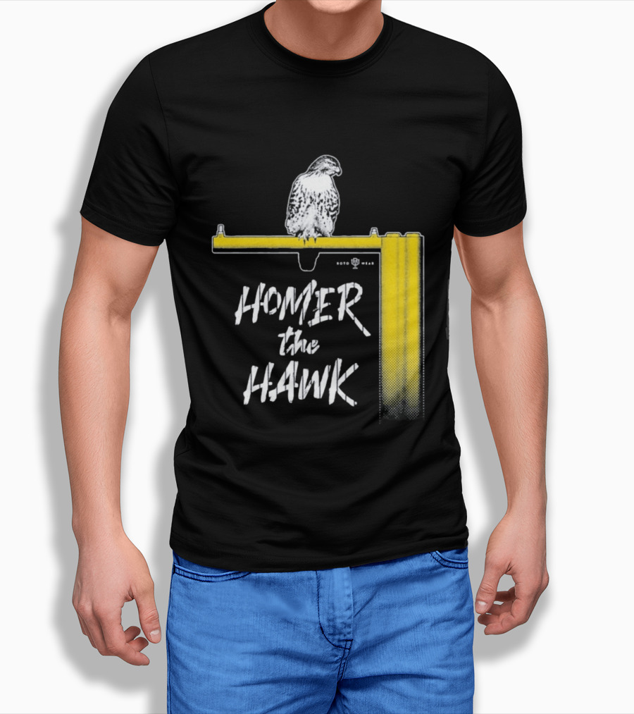 Homer The Hawk Perched On Yellow Crossbar T-Shirt