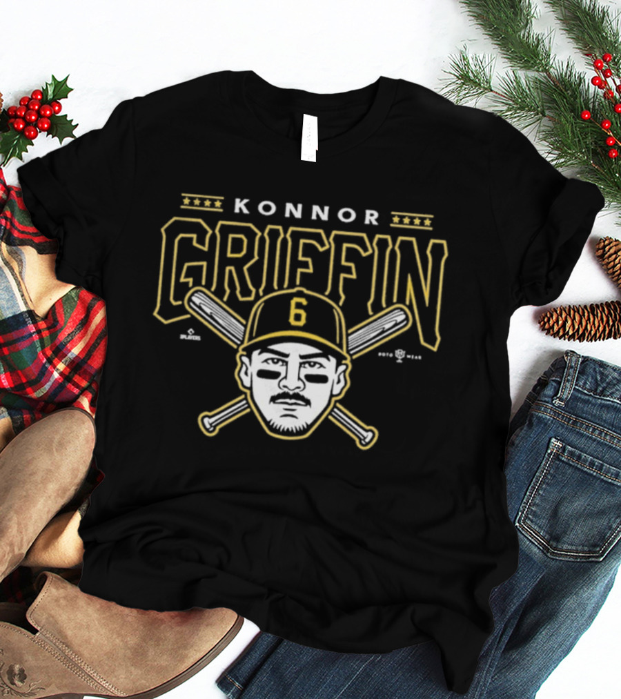 Konnor Griffin 6 Pirate Baseball Crossed Bats T-Shirt