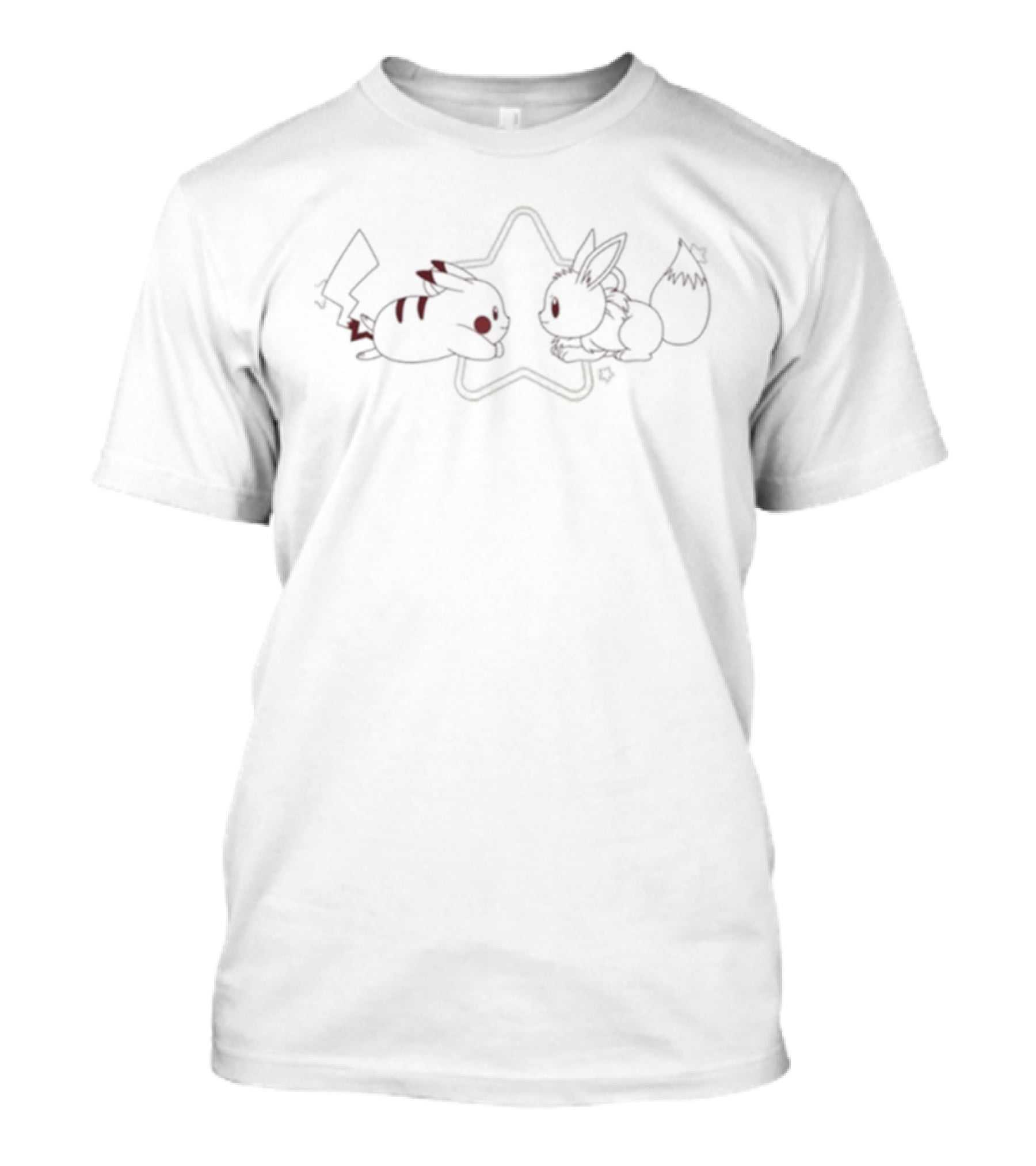 Grind X Pokémon Pikachu Eevee Star Outline Collaboration T-Shirt