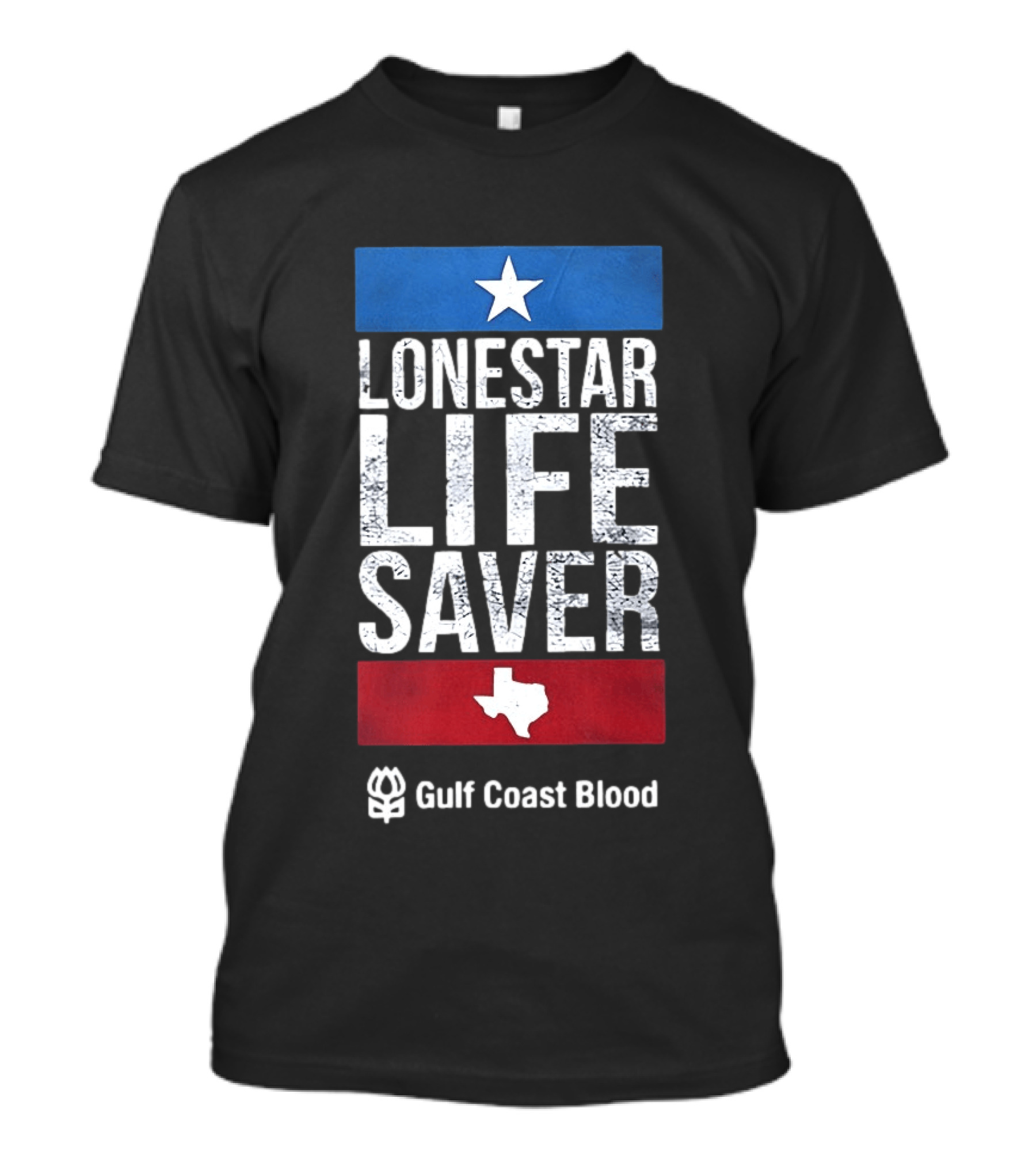 Lonestar Life Saver Texas Gulf Coast Blood Star And State T-Shirt
