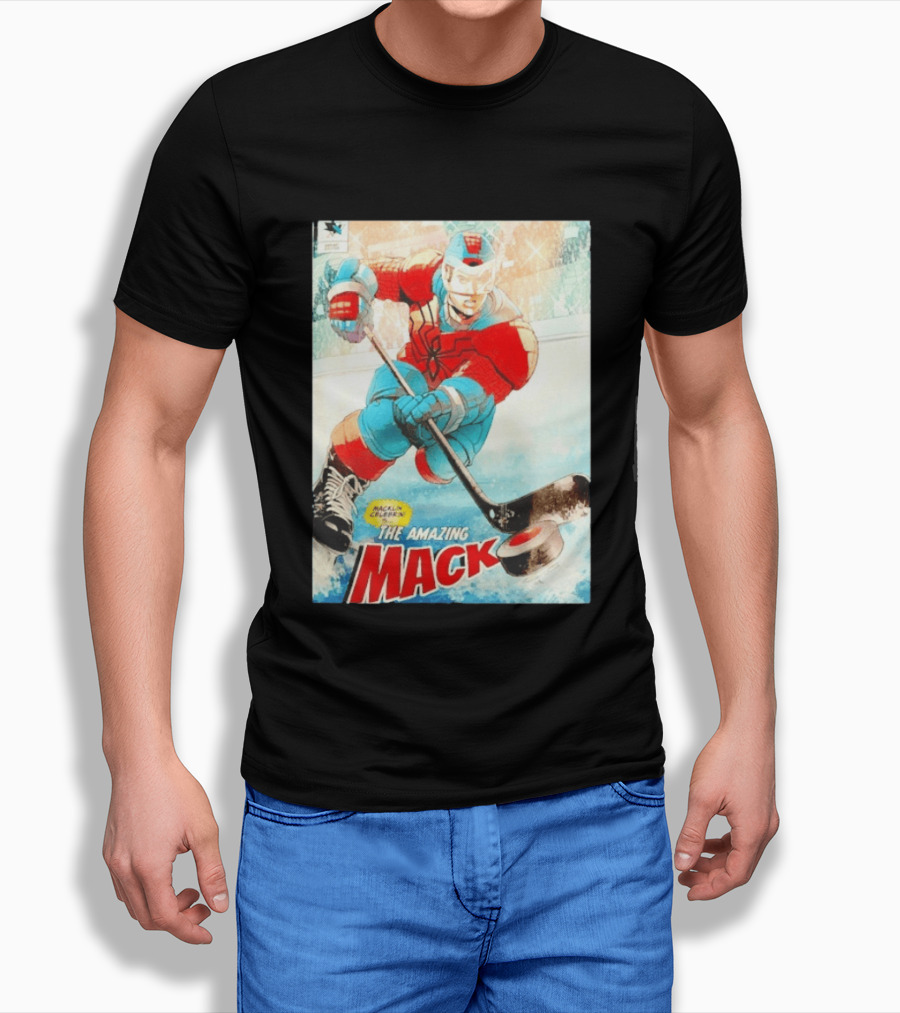 Macklin Celebrini The Amazing Mack San Jose Sharks Hockey Comic T-Shirt