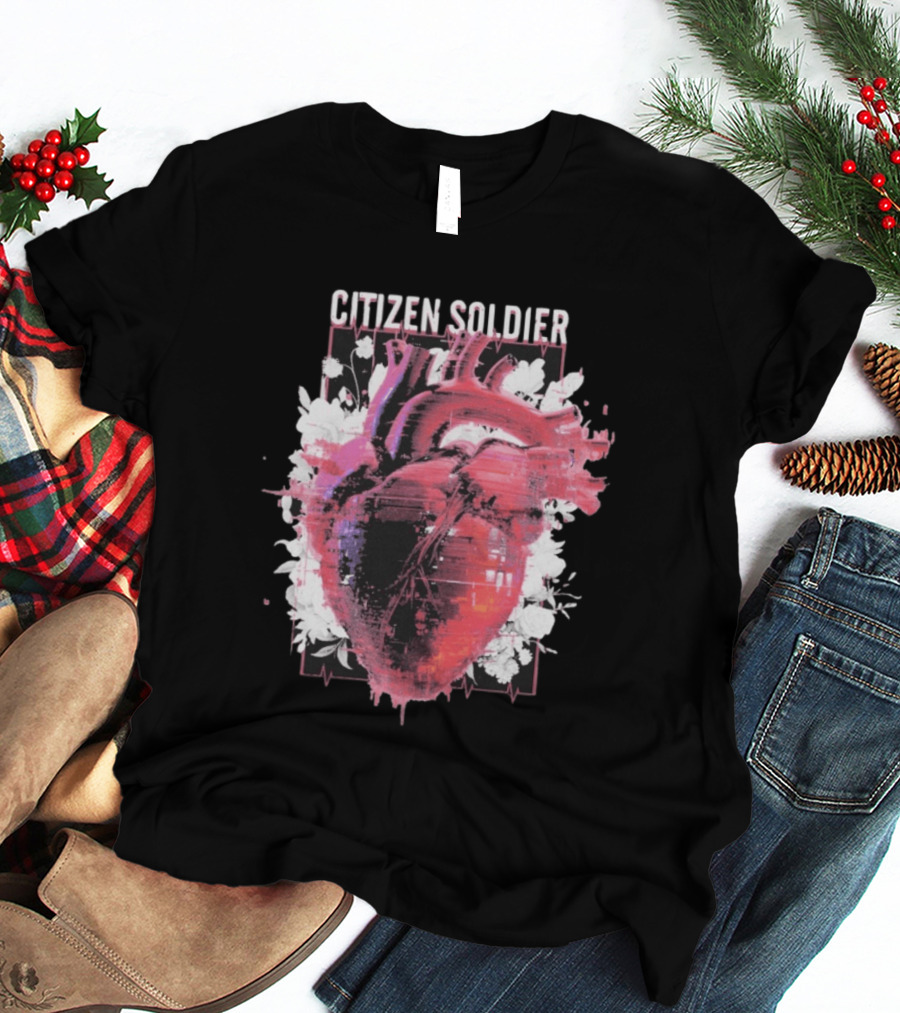Citizen Soldier Heartbeat Anatomical Heart And Floral T-Shirt