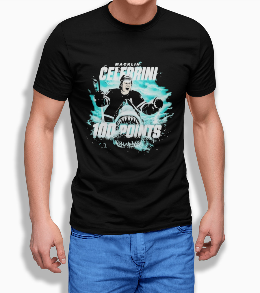 Macklin Celebrini San Jose Sharks 100 Points T-Shirt