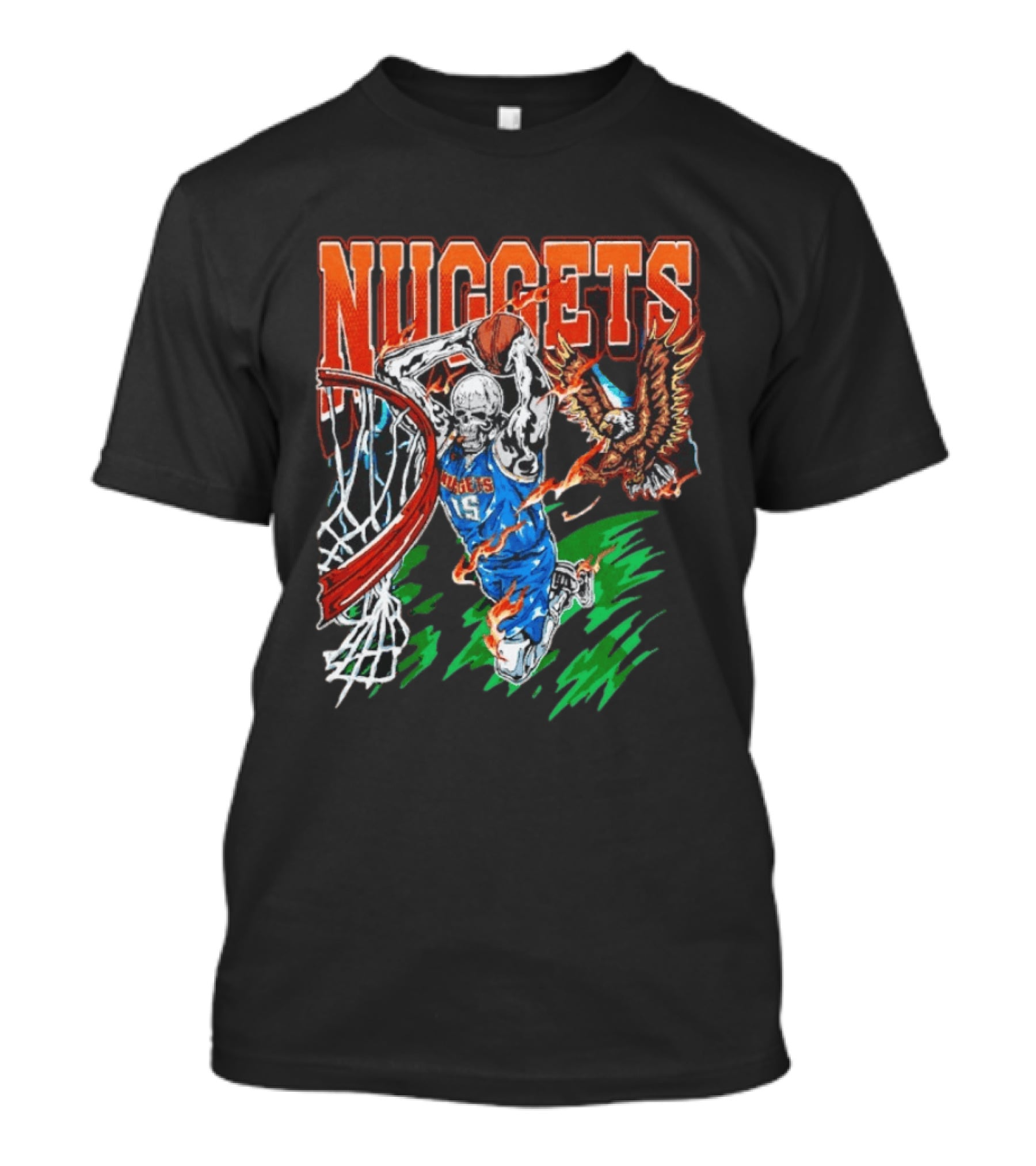Nuggets Skeleton Dunking 15 With Eagle And Flames T-Shirt