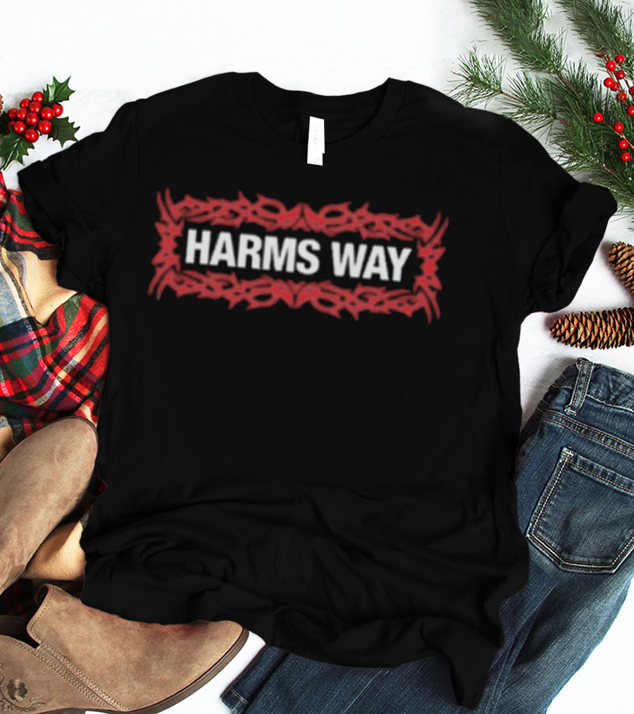 Harms Way Tribal Skull Red Border T-Shirt