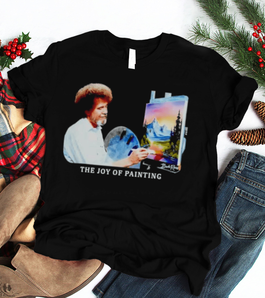 Bob Ross The Joy Of Painting Mountains And Sunset Scene T-Shirt