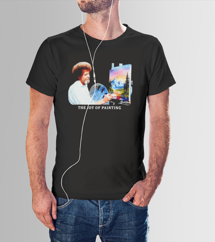 Bob Ross The Joy Of Painting Mountains And Sunset Scene T-Shirt