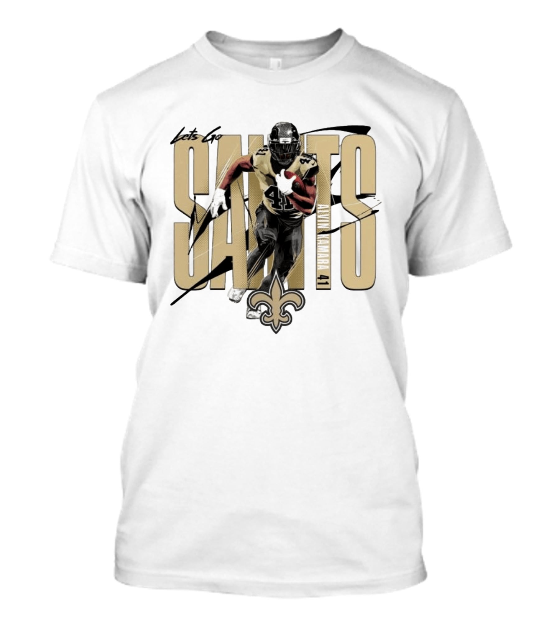 Let's Go Saints Alvin Kamara 41 New Orleans Fleur De Lis T-Shirt