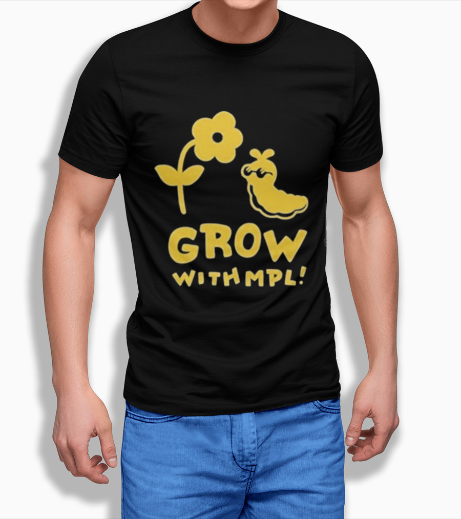 Grow With MPL Flower And Bird Yellow T-Shirt