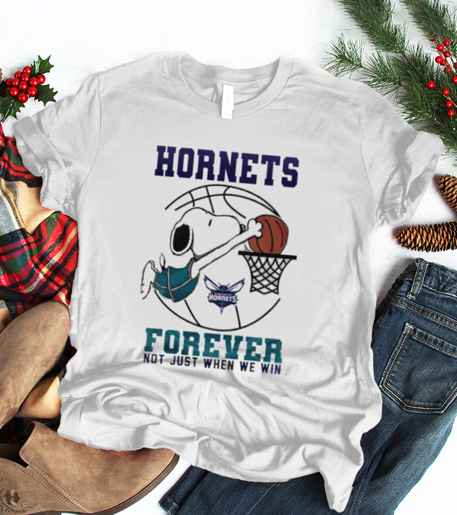 Hornets Snoopy Dunking Basketball Forever Not Just When We Win T-Shirt