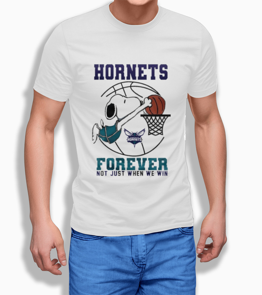 Hornets Snoopy Dunking Basketball Forever Not Just When We Win T-Shirt