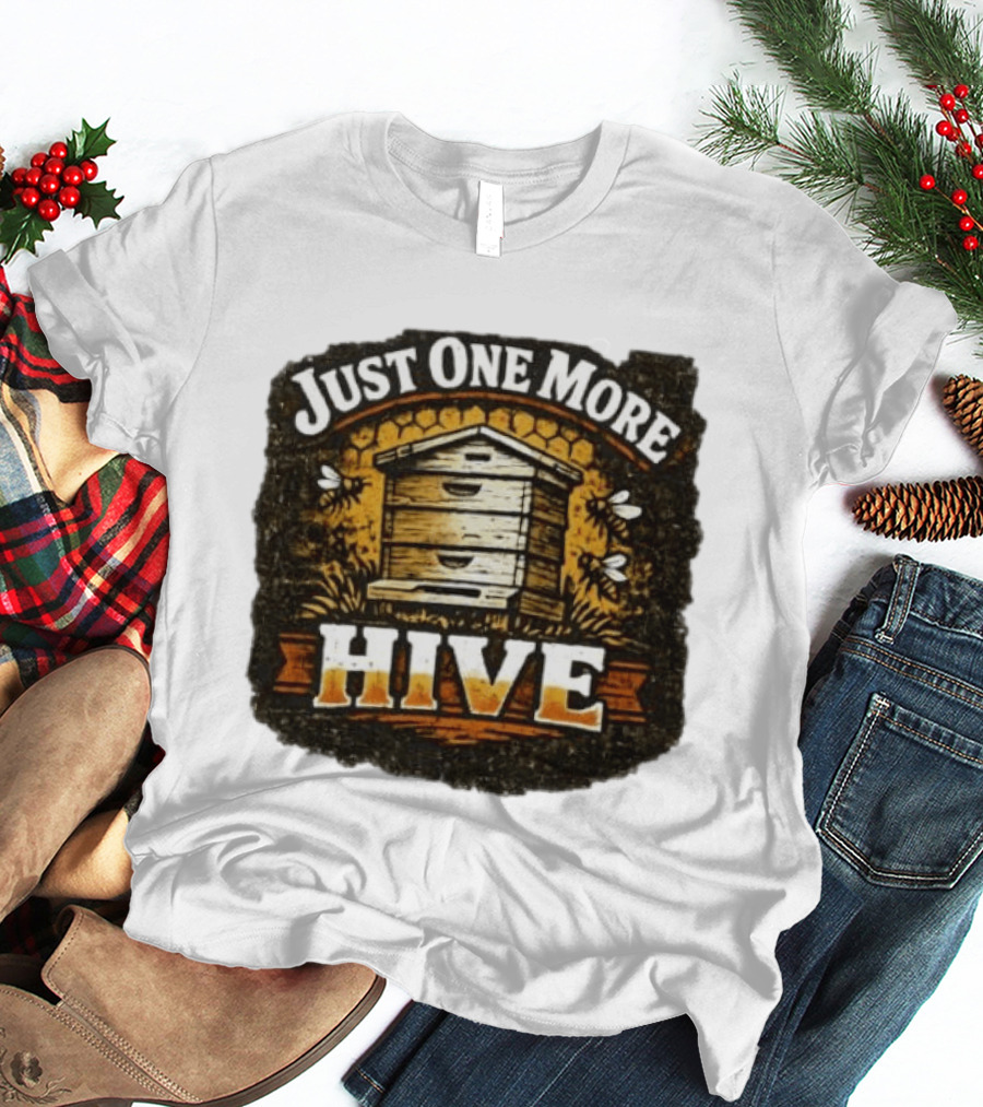 Just One More Hive Beekeeping Bees Honeycomb Apiary T-Shirt