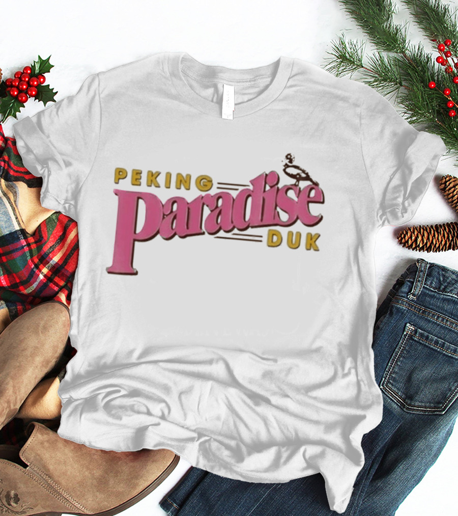 Peking Duk Paradise Bold Pink Yellow Text With Duck T-Shirt