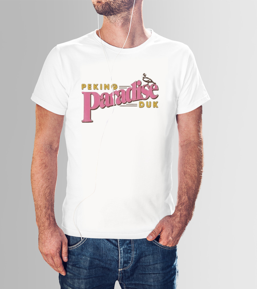 Peking Duk Paradise Bold Pink Yellow Text With Duck T-Shirt