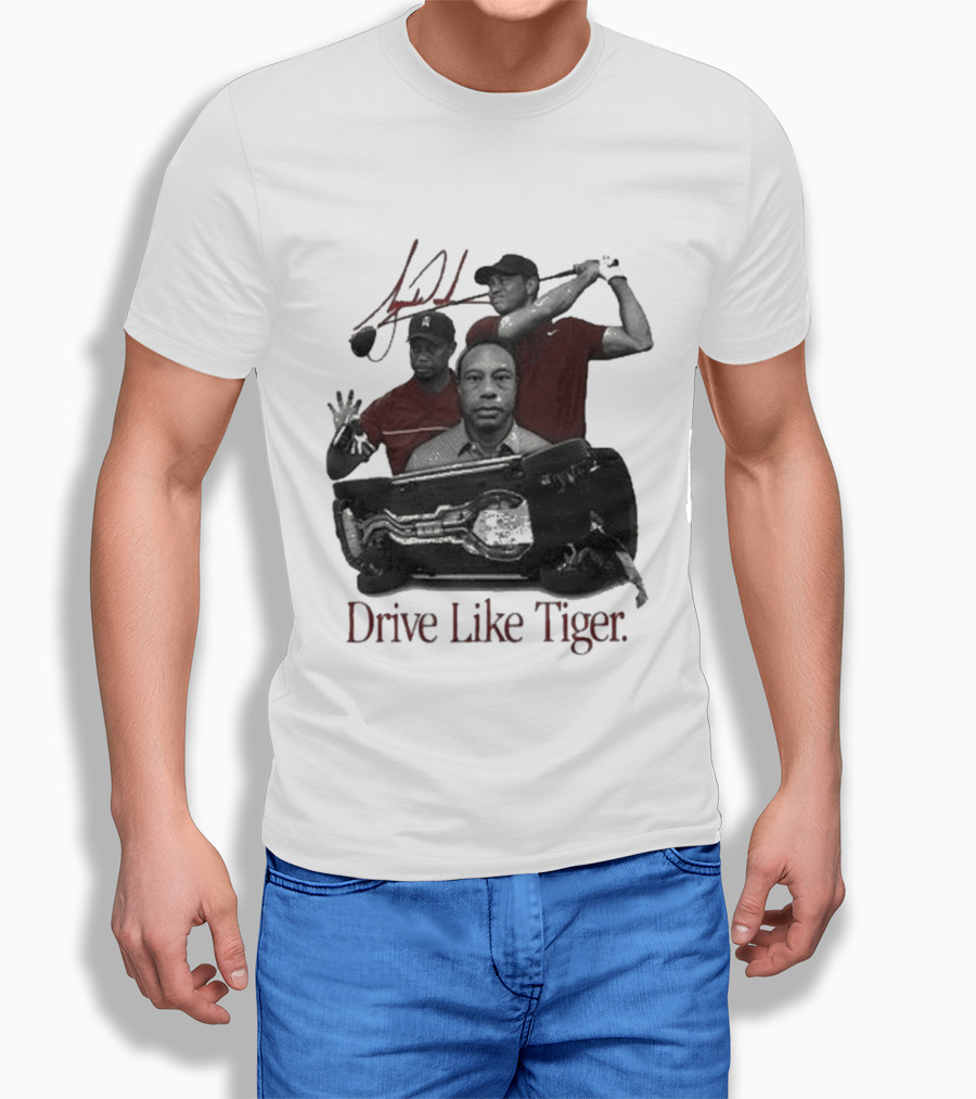 Tiger Woods Drive Like Tiger Golf Swing Car Crash T-Shirt