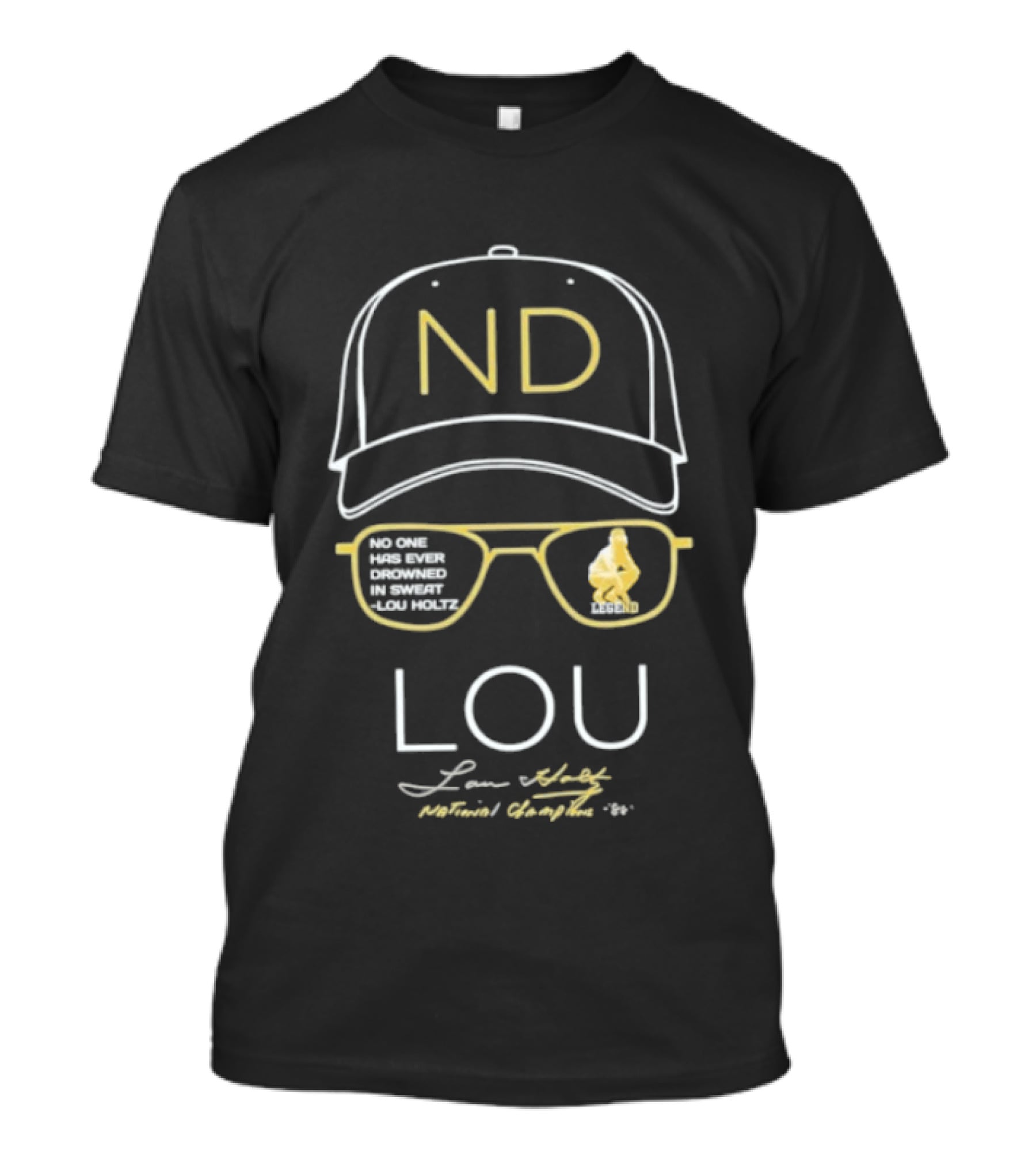 Notre Dame Lou Holtz Hat Glasses Football Coach 1988 National Champions T-Shirt
