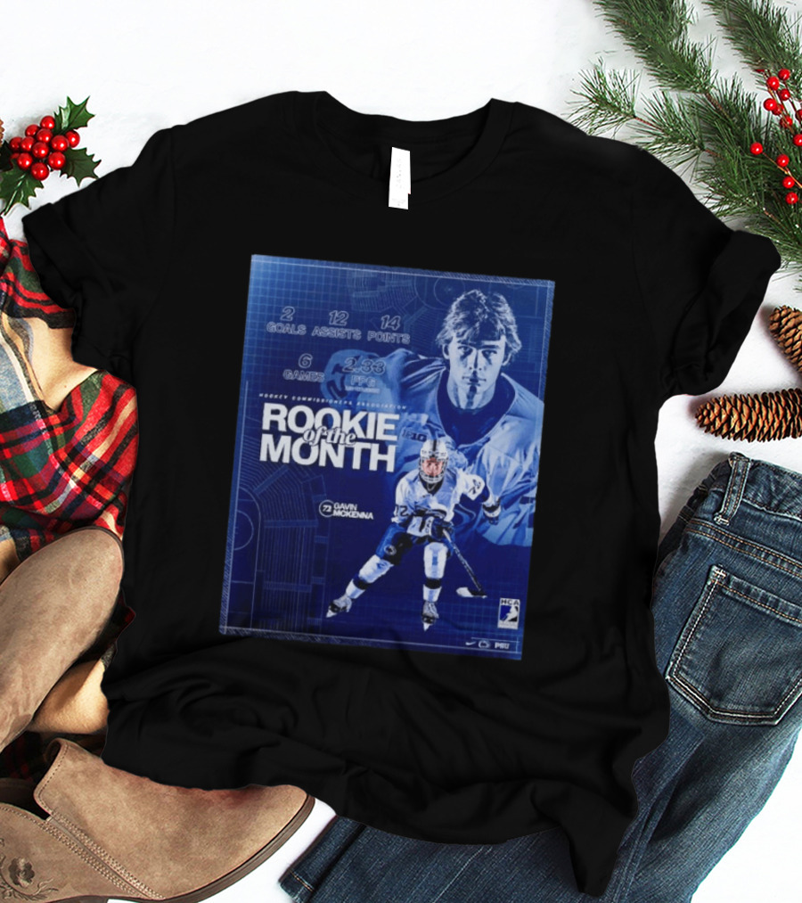Rookie Of The Month Gavin McKenna 72 Penn State Nittany Lions Hockey Goals Assists Points T-Shirt