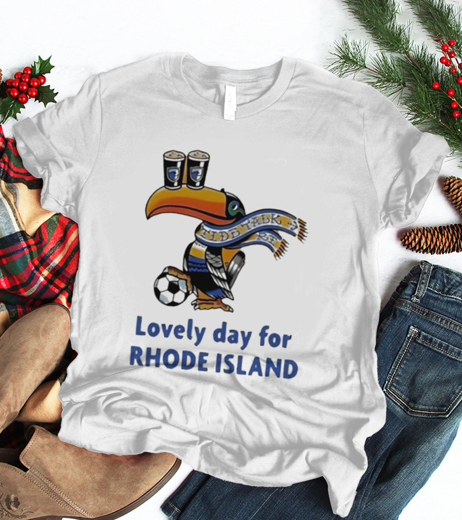 Lovely Day For Rhode Island Toucan With Soccer Ball And Beers T-Shirt