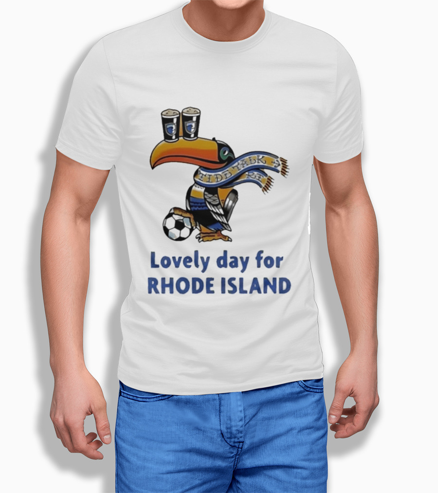 Lovely Day For Rhode Island Toucan With Soccer Ball And Beers T-Shirt