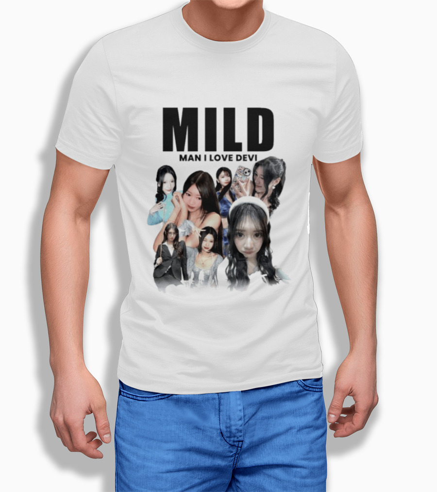 Mild Man I Love Devi Multi Portrait Collage T-Shirt