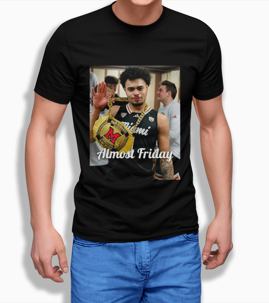 Miami Ohio Basketball Almost Friday M Red Belt T-Shirt