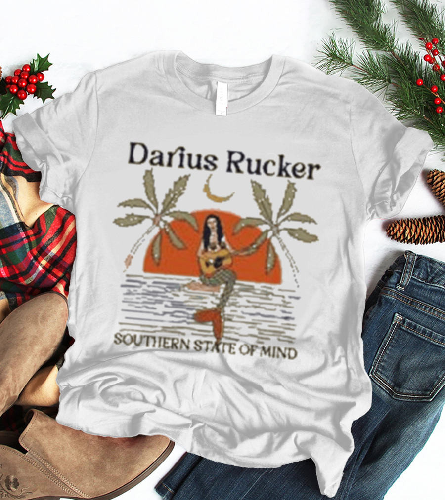Darius Rucker Southern State Of Mind Mermaid Palm Trees Sunset Scene T-Shirt