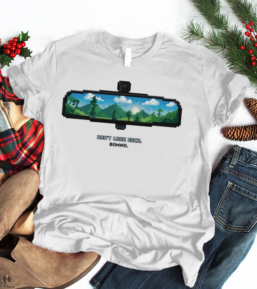 Don't Look Back Pixel Art Rearview Domno T-Shirt