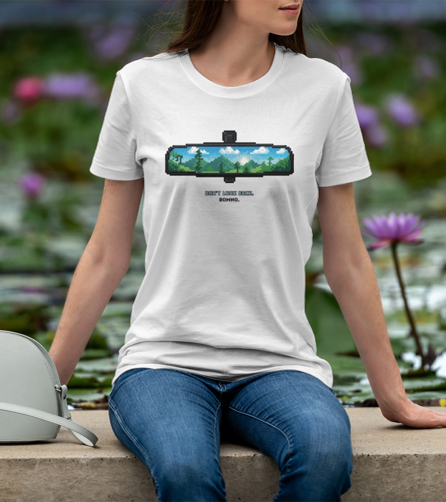 Don't Look Back Pixel Art Rearview Domno T-Shirt