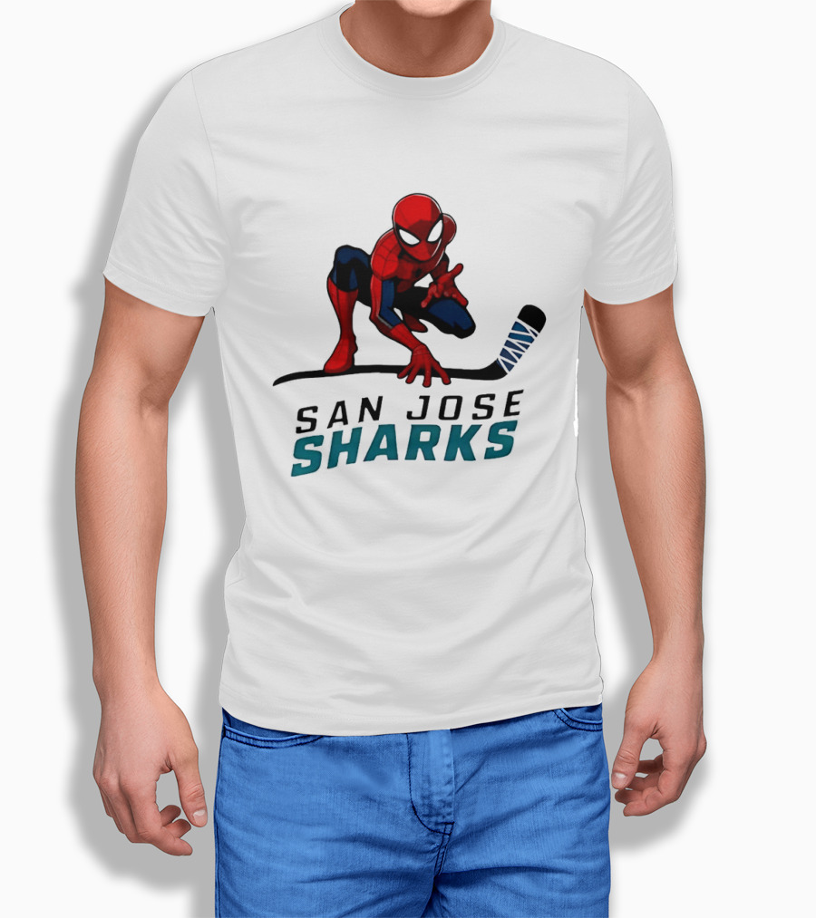 Spider Man San Jose Sharks Hockey Collaboration T-Shirt