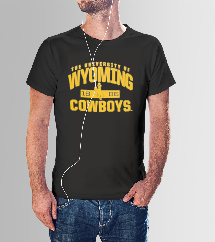 University Of Wyoming Cowboys 1886 Vintage Yellow Bronco Rider T-Shirt