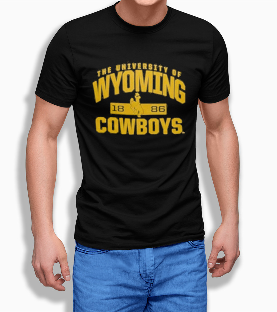 University Of Wyoming Cowboys 1886 Vintage Yellow Bronco Rider T-Shirt
