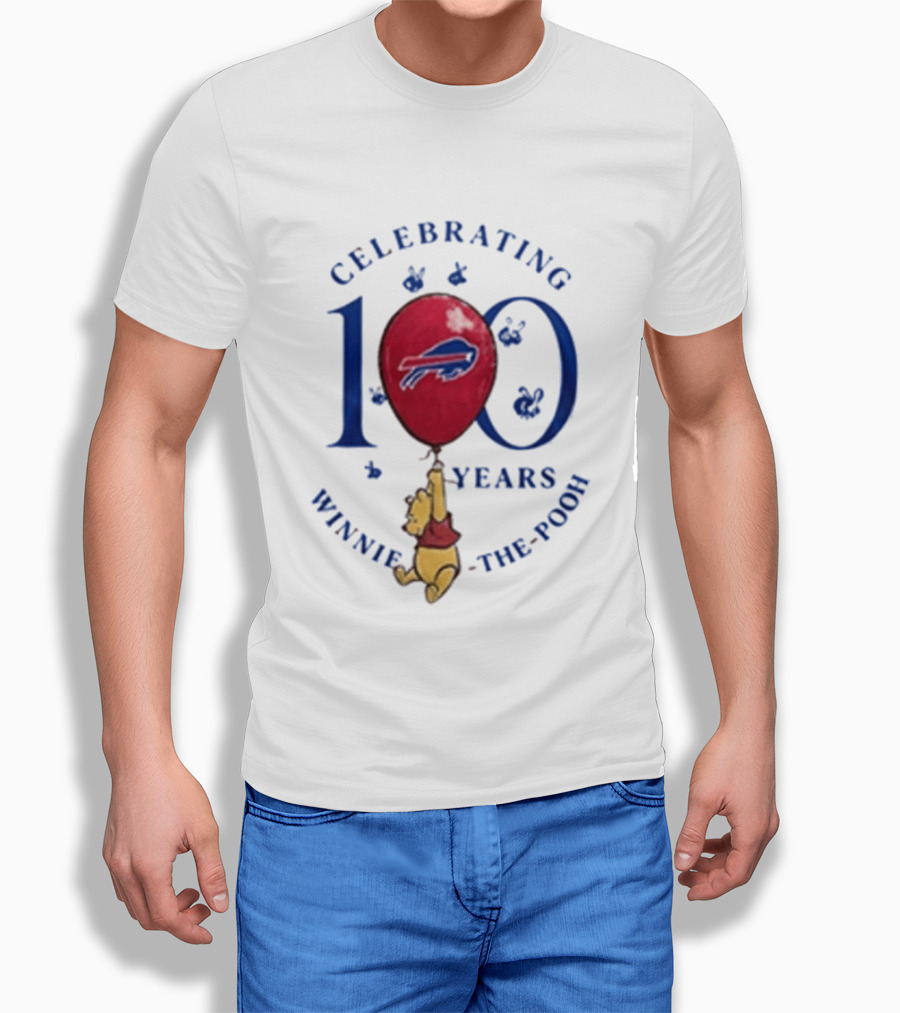 Celebrating 100 Years Winnie The Pooh Buffalo Bills Balloon T-Shirt
