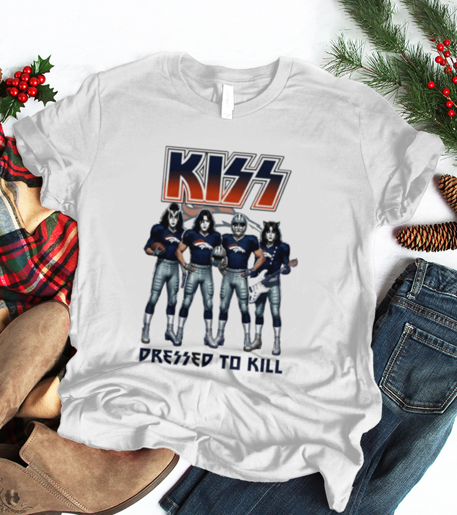 KISS Dressed To Kill Denver Broncos Football Team Collaboration T-Shirt