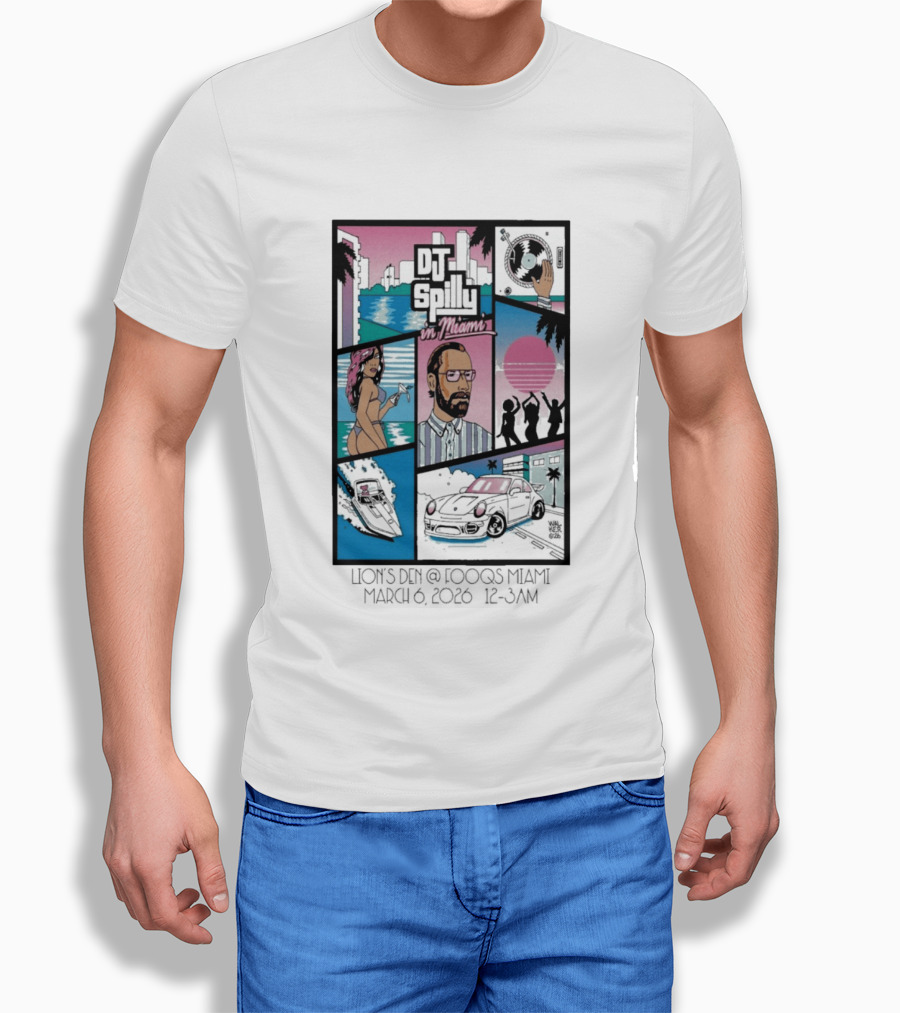 DJ Spilly In Miami March 6 2026 Iconic Nightlife Vibes T-Shirt