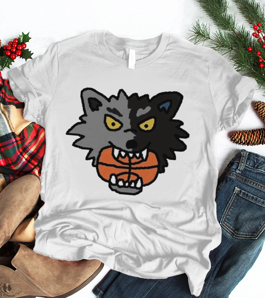 Timberwolves New Profile Pic Two Tone Wolf With Basketball T-Shirt