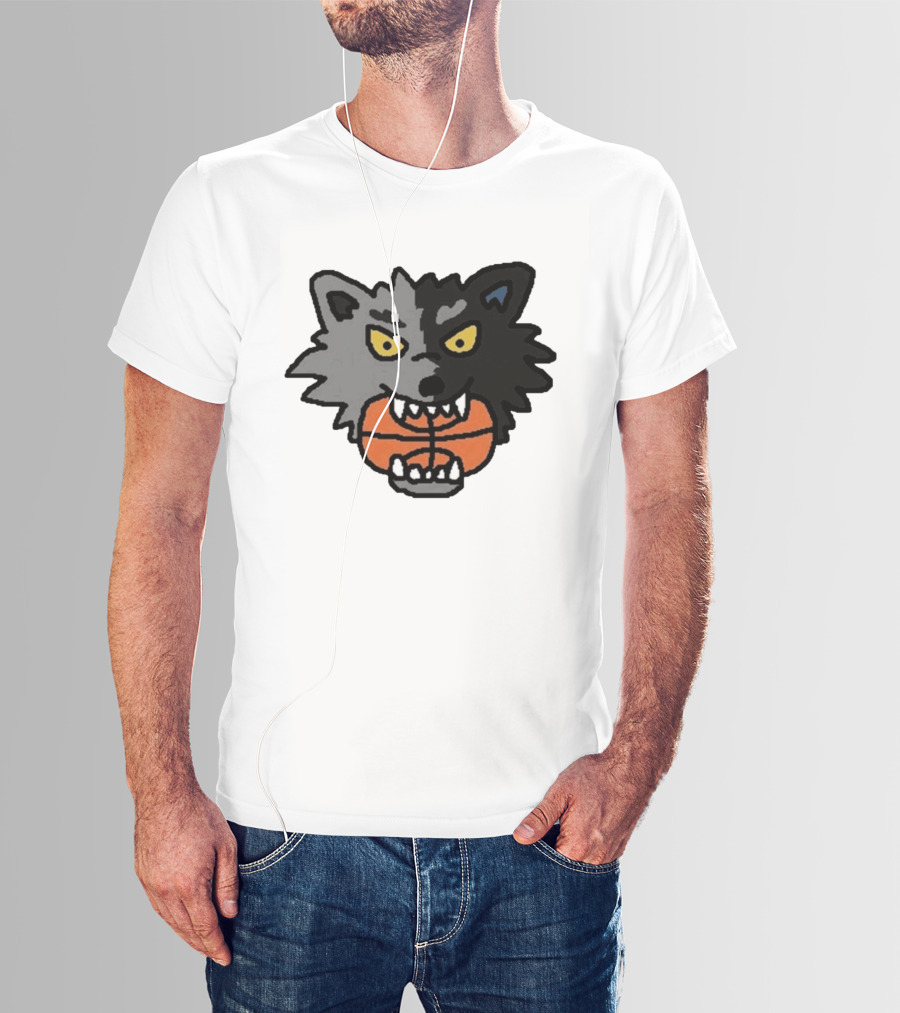 Timberwolves New Profile Pic Two Tone Wolf With Basketball T-Shirt